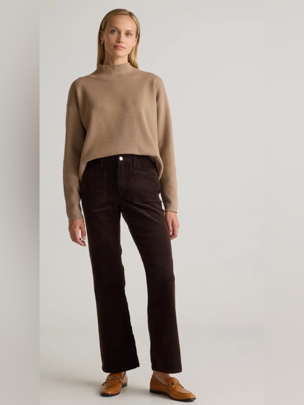 Quince Organic Stretch Corduroy Flare Pants In Espresso Size 10 - Picture 2 of 14